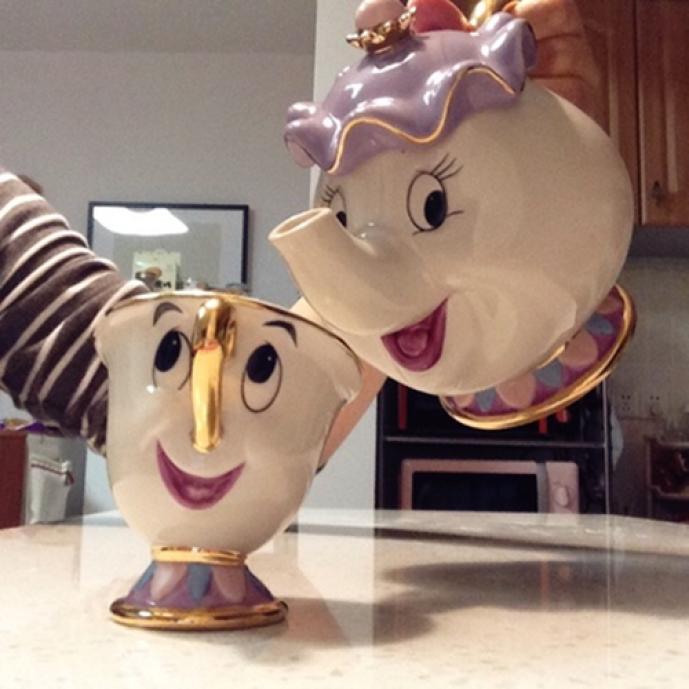 ?ȭ ̳ ߼      Ĩ    2PCS  Ʈ  ũ / Cartoon Beauty And The Beast Teapot Mug Mrs Potts Chip Tea Pot Cup 2PCS One Set Love